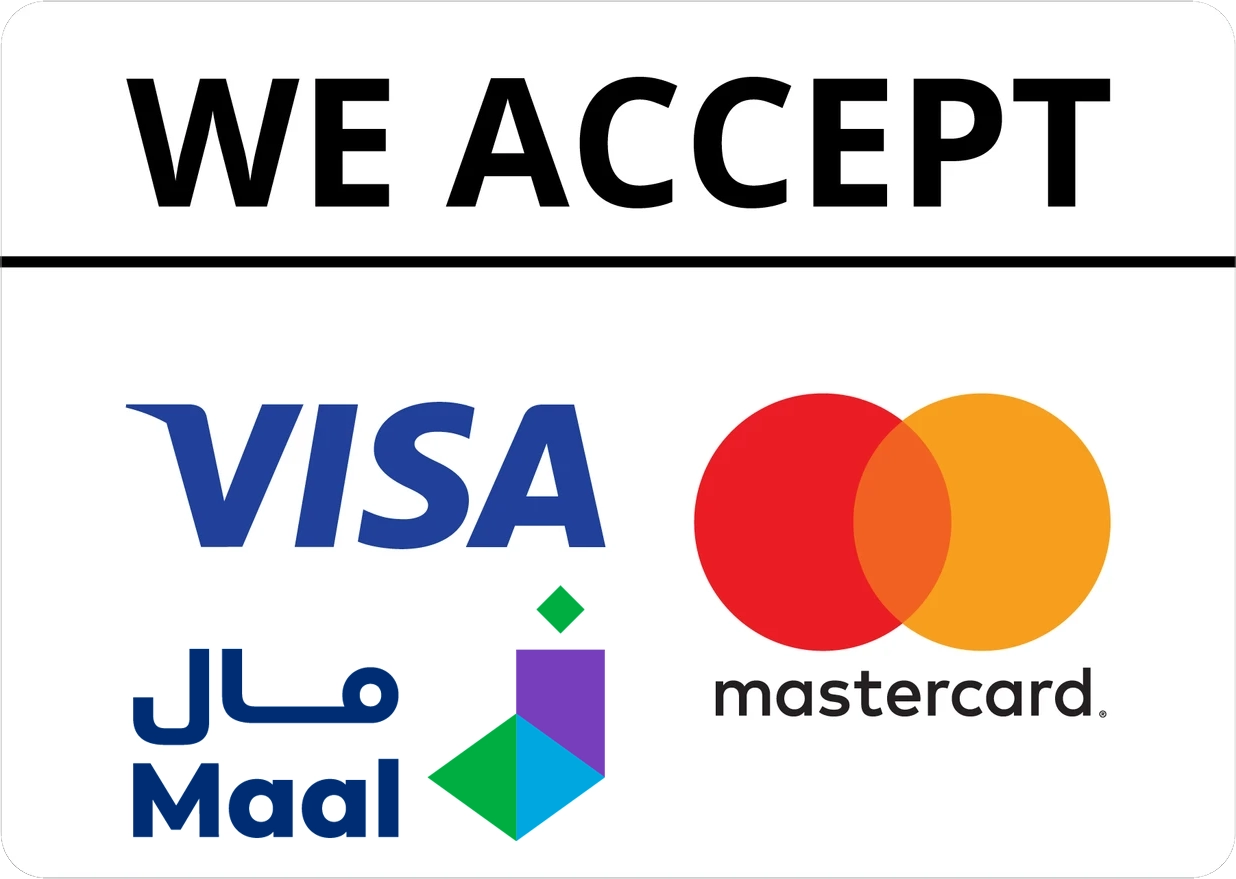 We accept Visa, Mastercard and Maal